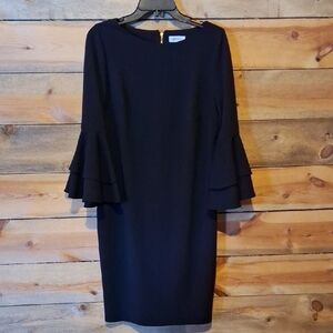 Calvin Klein Black Long Sleeve Dress with Ruffles